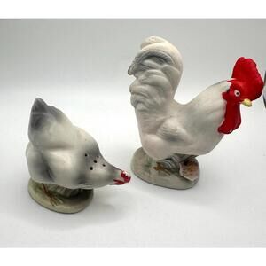 Vintage Enesco Hen & Rooster Salt Pepper Shakers, Original Cork and stickers